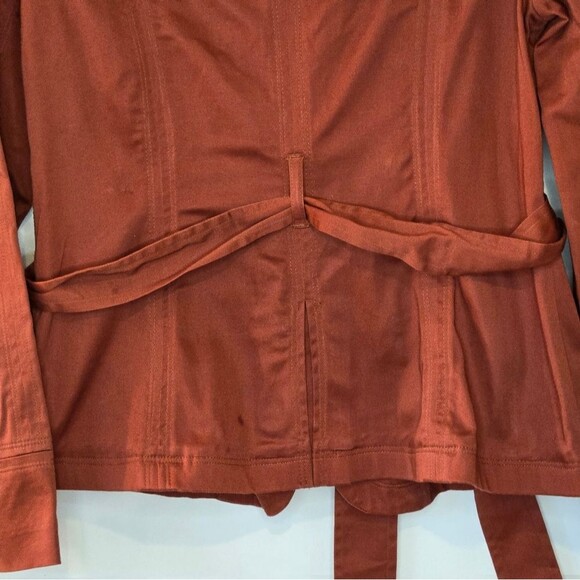 Elle Utility Blazer in Red Rust Color Cotton Blend Zip Closure w/Belt Size Small - Picture 10 of 13